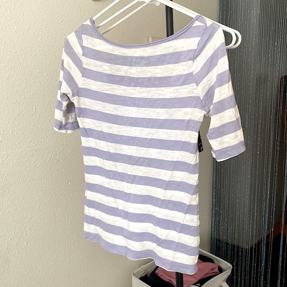 Old Navy • Purple & White Striped 1/4 Sleeve Shirt 💜 - Picture 5 of 6